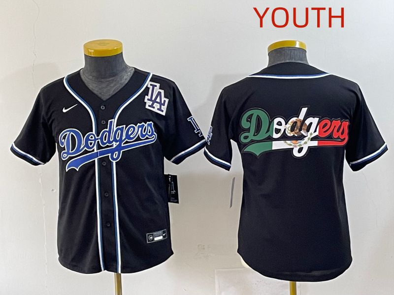 Youth 2025 Los Angeles Dodgers Blank Black Three generations Fashion Nike MLB Jersey style 15->youth mlb jersey->Youth Jersey